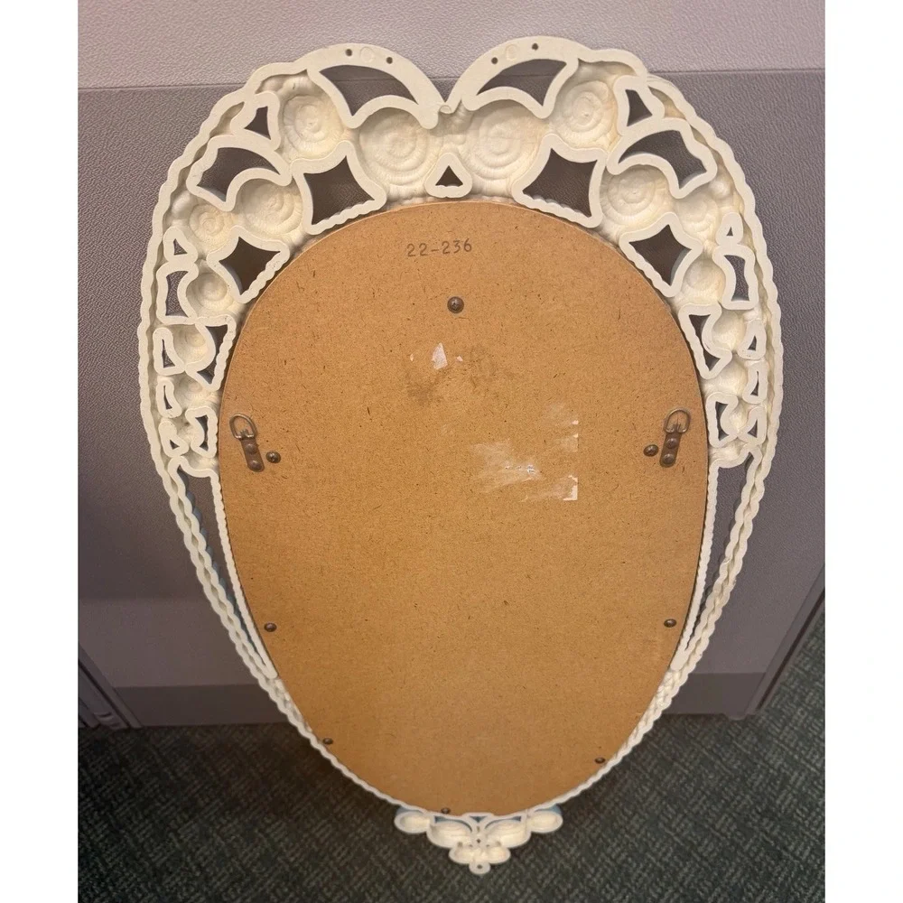 70s Vintage Burwood Faux Ratan Wicker Blue Wall Mirror Resin 30
